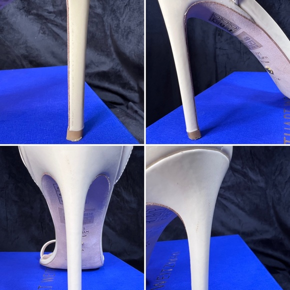 Stuart Weitzman SIZE 11.5 Nudist Curve 100 Sandal leather Vanilla Ankle-Strap - Picture 10 of 16